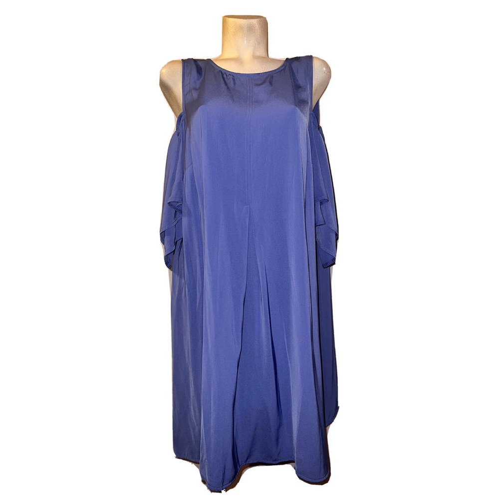 ELOQUII Blue Cold Shoulder Flutter Sleeve Cocktail Party Dress Size 18 #4145 - Picture 1 of 8